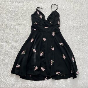 Mi Ami Black Dress With Pink Flowers Size XS